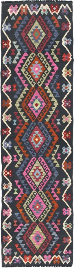 Full view of New Modern Design rug from Pakistan, 245 × 67 cm in Multi Color tones