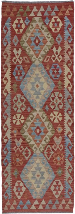 Full view of New Modern Design rug from Pakistan, 189 × 62 cm in Multi Color tones