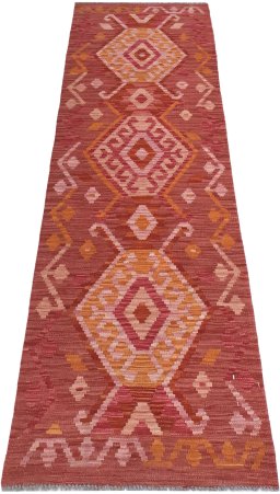 Full view of New Modern Design rug from Pakistan, 193 × 62 cm in Multi Color tones