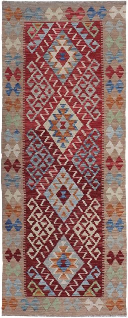 Full view of New Modern Design rug from Pakistan, 202 × 78 cm in Multi Color tones
