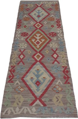 Full view of New Modern Design rug from Pakistan, 190 × 66 cm in Multi Color tones