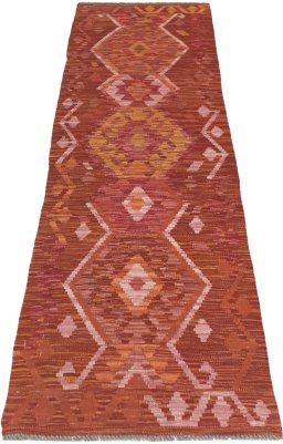 Full view of New Modern Design rug from Pakistan, 204 × 65 cm in Multi Color tones