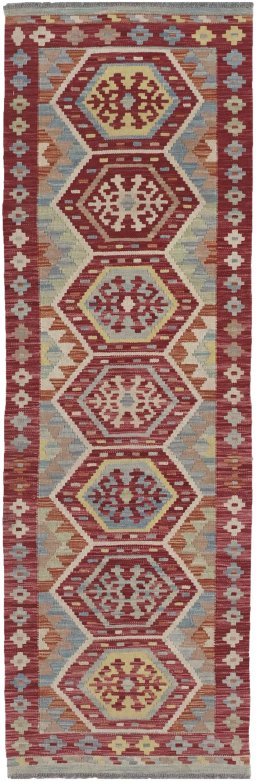 Full view of New Modern Design rug from Pakistan, 197 × 61 cm in Multi Color tones