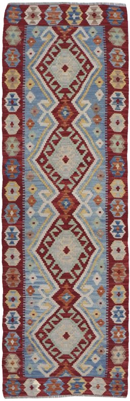 Full view of New Modern Design rug from Pakistan, 206 × 67 cm in Multi Color tones