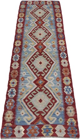 Full view of New Modern Design rug from Pakistan, 206 × 67 cm in Multi Color tones
