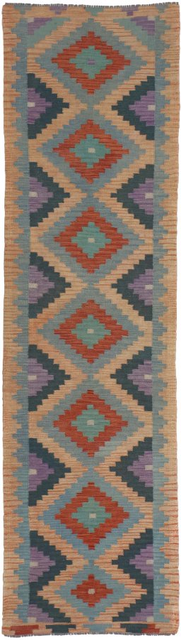 Full view of New Modern Design rug from Pakistan, 290 × 77 cm in Multi Color tones