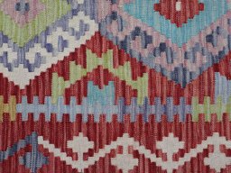 Backside of handmade New Modern Design rug showing knot structure and weave density