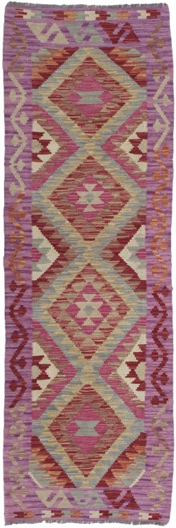 Full view of New Modern Design rug from Pakistan, 193 × 61 cm in Multi Color tones