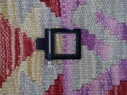 Corner detail of New Modern Design rug showing border pattern and Wool pile