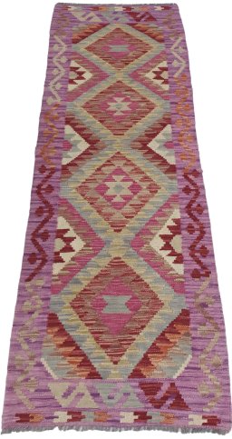 Full view of New Modern Design rug from Pakistan, 193 × 61 cm in Multi Color tones