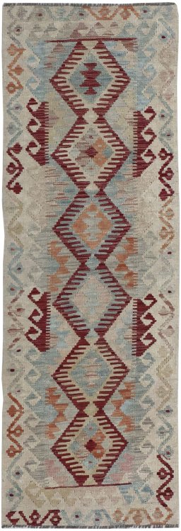 Full view of New Modern Design rug from Pakistan, 198 × 68 cm in Multi Color tones