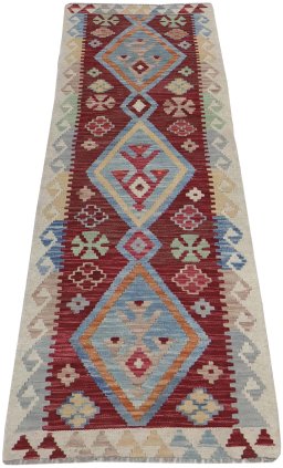 Full view of New Modern Design rug from Pakistan, 183 × 62 cm in Multi Color tones