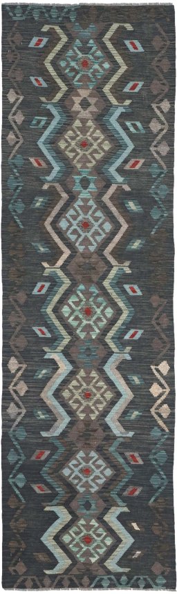 Full view of New Modern Design rug from Pakistan, 291 × 84 cm in Multi Color tones