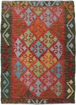Full view of New Modern Design rug from Pakistan, 136 × 93 cm in Multi Color tones