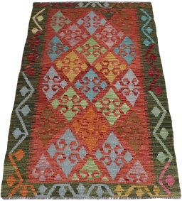 Full view of New Modern Design rug from Pakistan, 136 × 93 cm in Multi Color tones