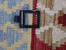Corner detail of New Modern Design rug showing border pattern and Wool pile