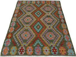 Full view of New Modern Design rug from Pakistan, 169 × 127 cm in Multi Color tones