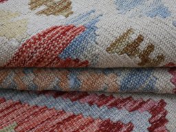 Close-up detail of New Modern Design rug from Pakistan showing Wool weave