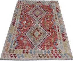 Full view of New Modern Design rug from Pakistan, 176 × 131 cm in Multi Color tones