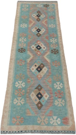 Full view of New Modern Design rug from Pakistan, 191 × 66 cm in Multi Color tones