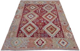 Full view of New Modern Design rug from Pakistan, 196 × 150 cm in Multi Color tones