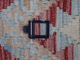 Corner detail of New Modern Design rug showing border pattern and Wool pile