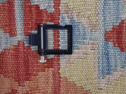 Corner detail of New Modern Design rug showing border pattern and Wool pile