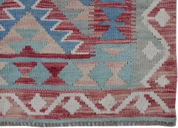 Close-up detail of New Modern Design rug from Pakistan showing Wool weave