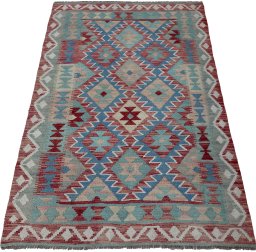 Full view of New Modern Design rug from Pakistan, 149 × 101 cm in Multi Color tones