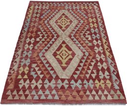 Full view of New Modern Design rug from Pakistan, 177 × 123 cm in Multi Color tones