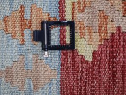 Corner detail of New Modern Design rug showing border pattern and Wool pile