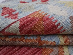 Close-up detail of New Modern Design rug from Pakistan showing Wool weave