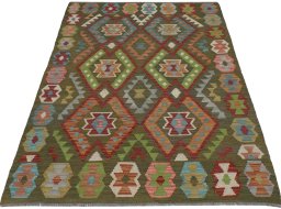 Full view of New Modern Design rug from Pakistan, 166 × 125 cm in Multi Color tones