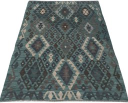 Full view of New Modern Design rug from Pakistan, 169 × 128 cm in Multi Color tones