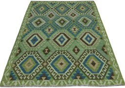 Full view of New Modern Design rug from Pakistan, 176 × 132 cm in Multi Color tones