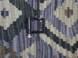 Corner detail of New Modern Design rug showing border pattern and Wool pile