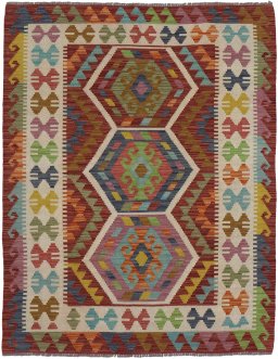 Full view of New Modern Design rug from Pakistan, 161 × 125 cm in Multi Color tones