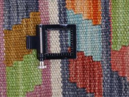 Corner detail of New Modern Design rug showing border pattern and Wool pile