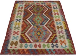 Full view of New Modern Design rug from Pakistan, 161 × 125 cm in Multi Color tones