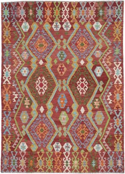 Full view of New Modern Design rug from Pakistan, 243 × 173 cm in Multi Color tones
