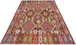 Full view of New Modern Design rug from Pakistan, 243 × 173 cm in Multi Color tones