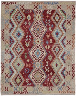 Full view of New Modern Design rug from Pakistan, 234 × 186 cm in Multi Color tones