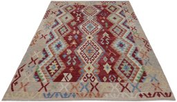 Full view of New Modern Design rug from Pakistan, 234 × 186 cm in Multi Color tones