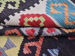 Close-up detail of New Modern Design rug from Pakistan showing Wool weave