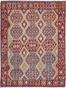 Full view of New Modern Design rug from Pakistan, 244 × 189 cm in Multi Color tones