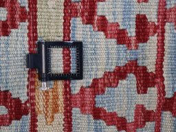 Corner detail of New Modern Design rug showing border pattern and Wool pile