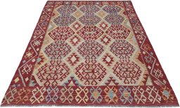 Full view of New Modern Design rug from Pakistan, 244 × 189 cm in Multi Color tones