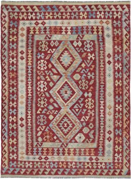 Full view of New Modern Design rug from Pakistan, 237 × 177 cm in Multi Color tones