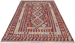 Full view of New Modern Design rug from Pakistan, 237 × 177 cm in Multi Color tones