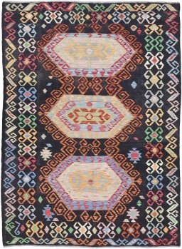 Full view of New Modern Design rug from Pakistan, 242 × 175 cm in Multi Color tones